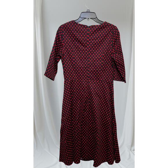 1950's Style Dress Red polkadot black bow Vogue Fashion Size M Vintage Woman's - Picture 3 of 3